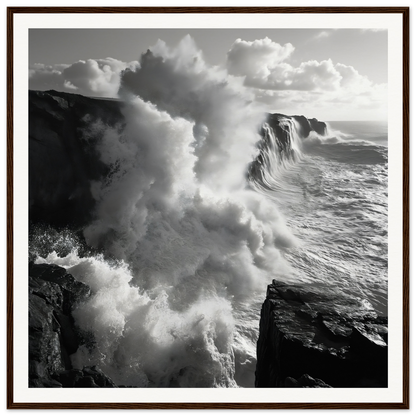 Mighty ocean waves crashing on cliffs in Ocean’s Mighty Whisper special edition art™