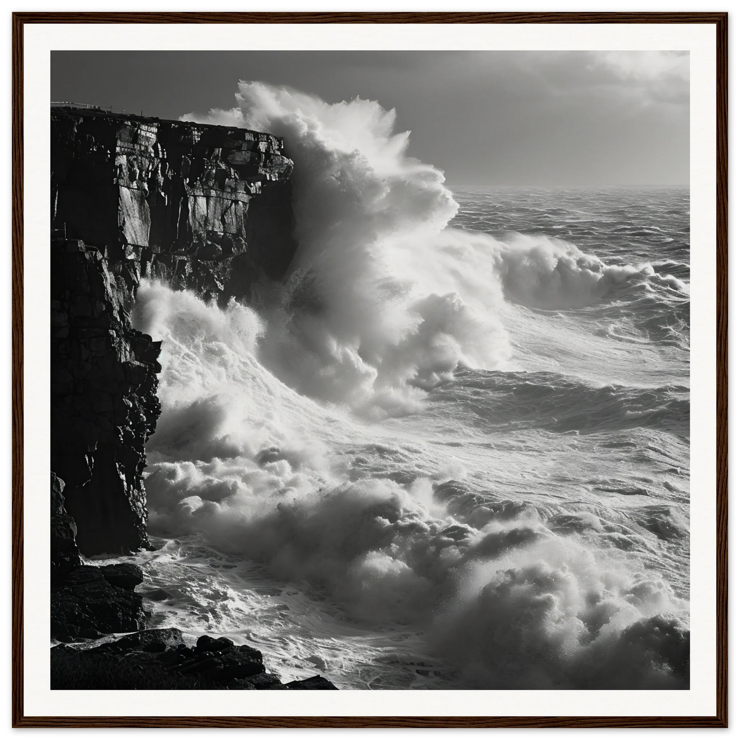 Powerful ocean waves crashing into cliffs in Relentless Ocean’s Ballet special edition art™