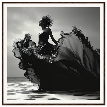 Silhouetted figure in a billowing dress from Sea Elegance Ascends special edition art™