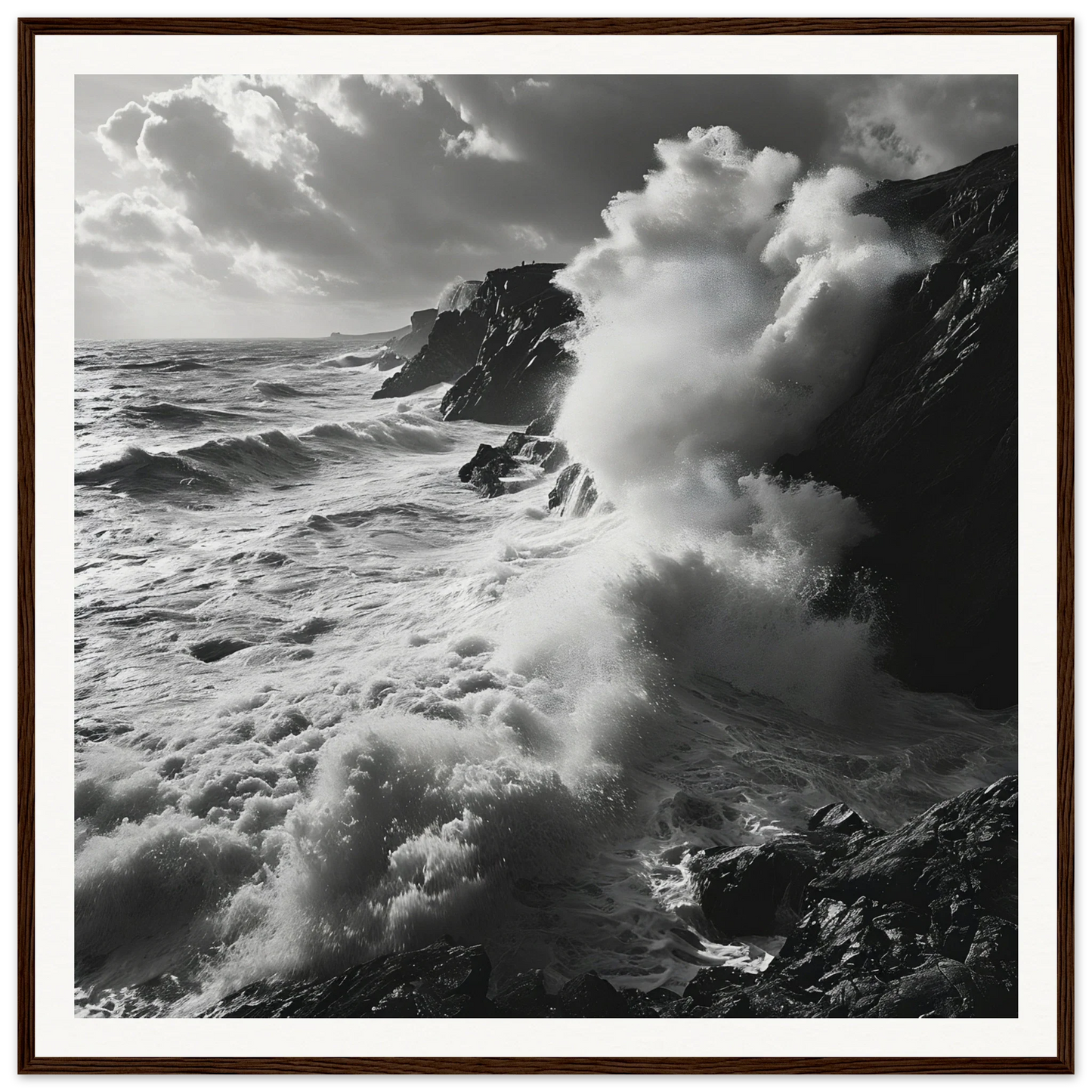 Powerful ocean waves crash on cliffs in Sea’s Relentless Requiem special edition art™