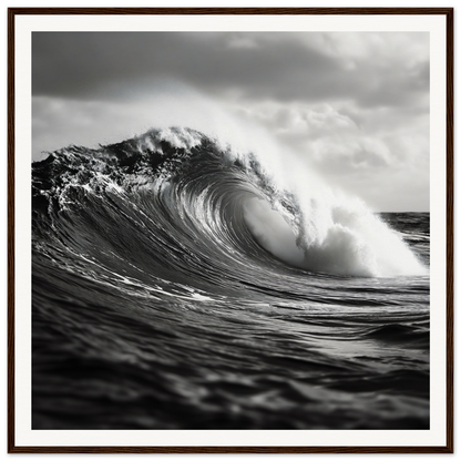 Stunning ocean wave forming a perfect barrel in Sea’s Thunderous Elegy framed poster