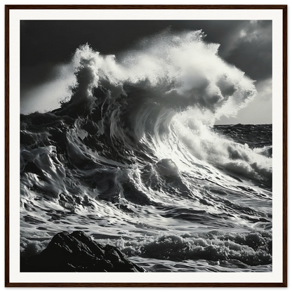 Dramatic black and white ocean wave crashing in Wave’s Fury Howl special edition art™