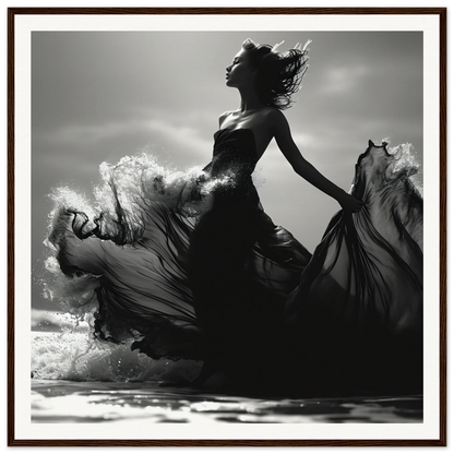 Dancer in a flowing black dress captures wavewoven elegance in special edition art™