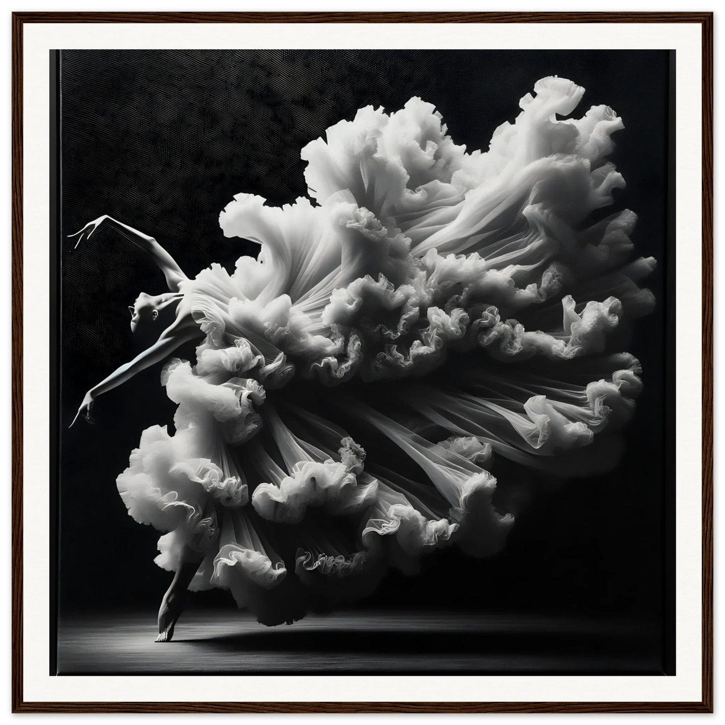 Dancer in white fabric creating cloud-like silhouette for Whirling Mystic Revelry art