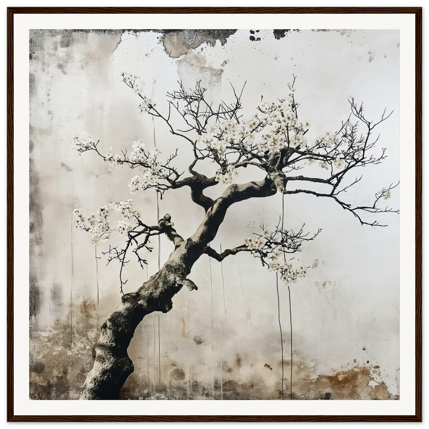 Twisted cherry blossom tree branches in Blossom Yin Reverie framed wall art