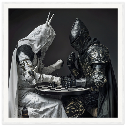 Two armored figures battling in chess for Armored Minds Duel special edition art™