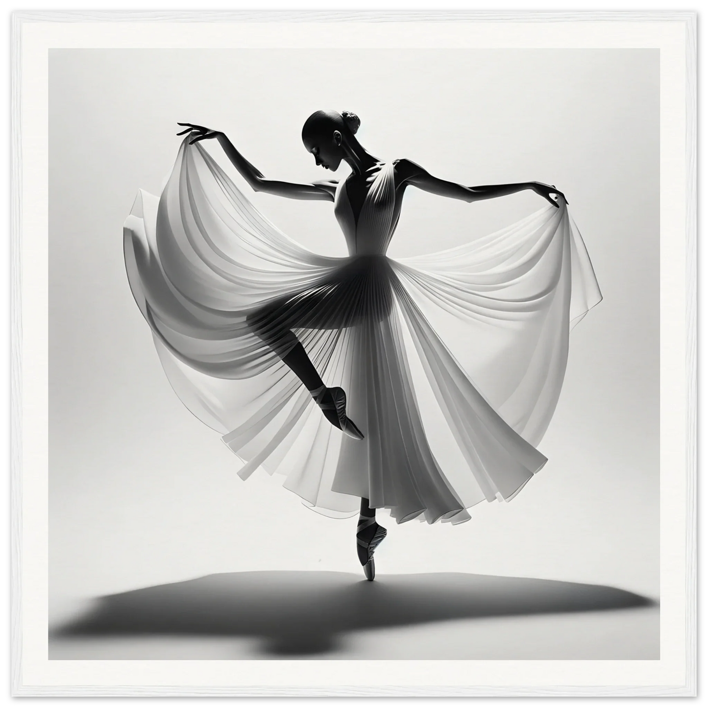 Graceful ballerina en pointe in flowing fabric for Ballerina Ethereal Dance art™