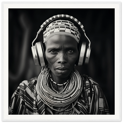 Modern headphones blend with traditional African tribal attire in this special edition art™