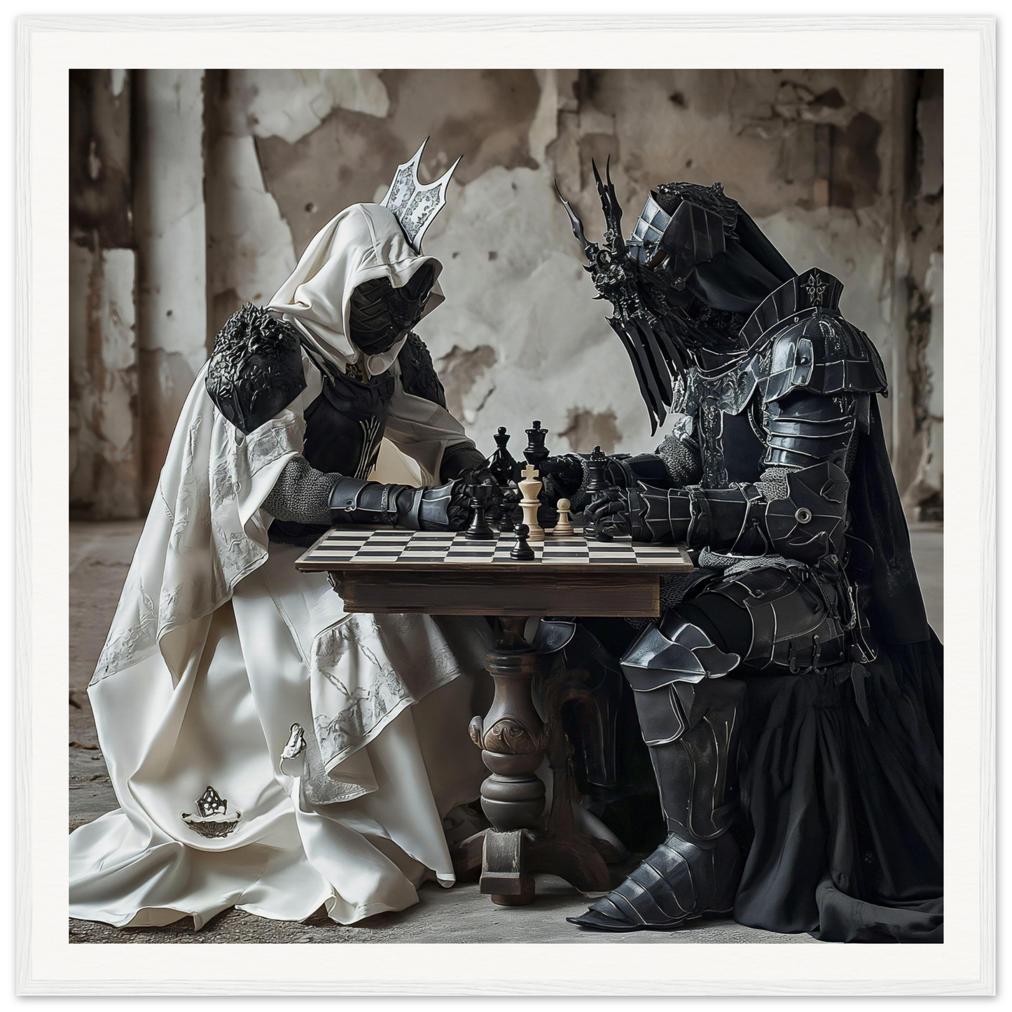 Two medieval figures playing chess in Mind’s Naissance Battle special edition art™