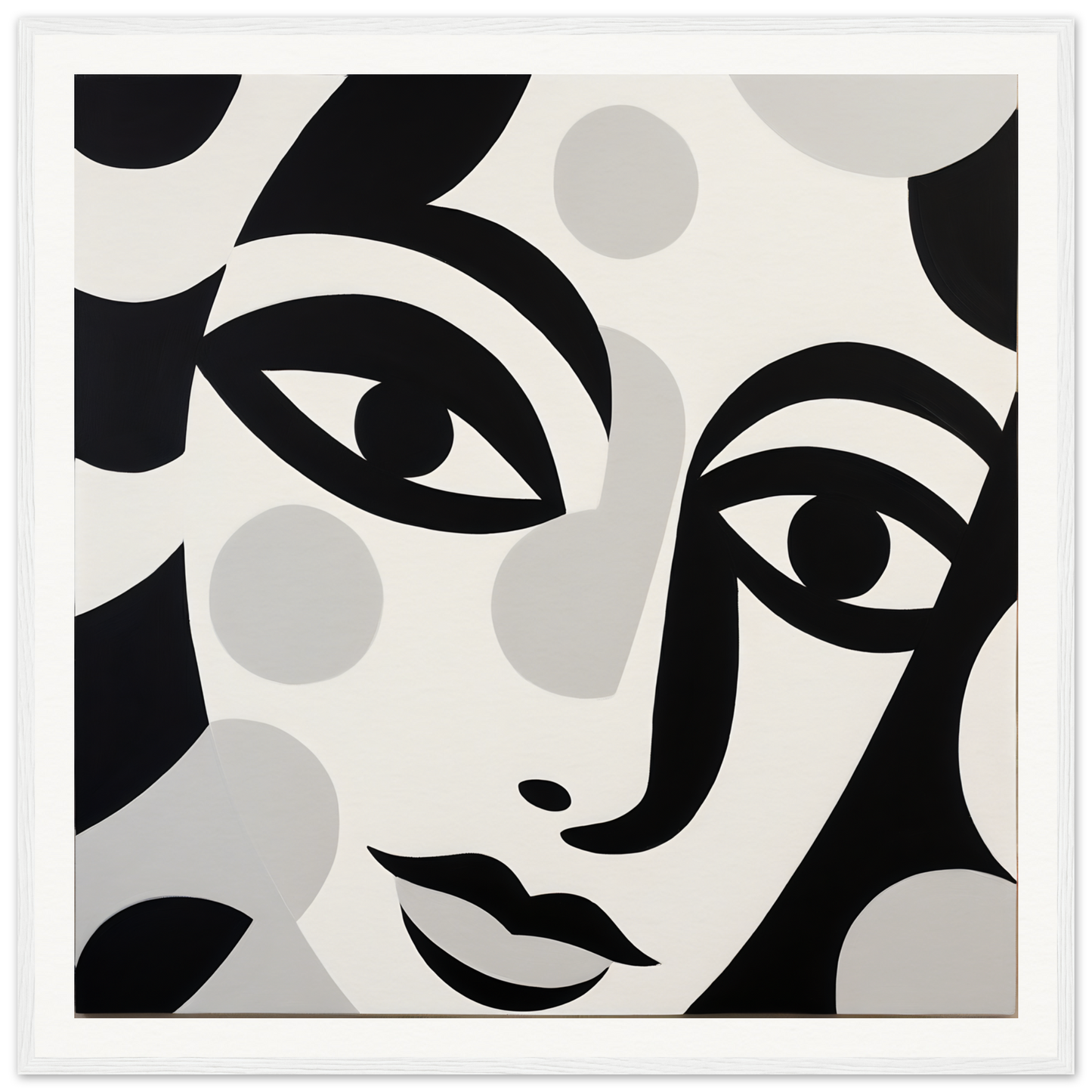 Abstract black and white portrait with bold features for Mystic Visage Encounter art