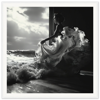 Flowing white dress in silhouette for Seas Dream Salutations special edition art™