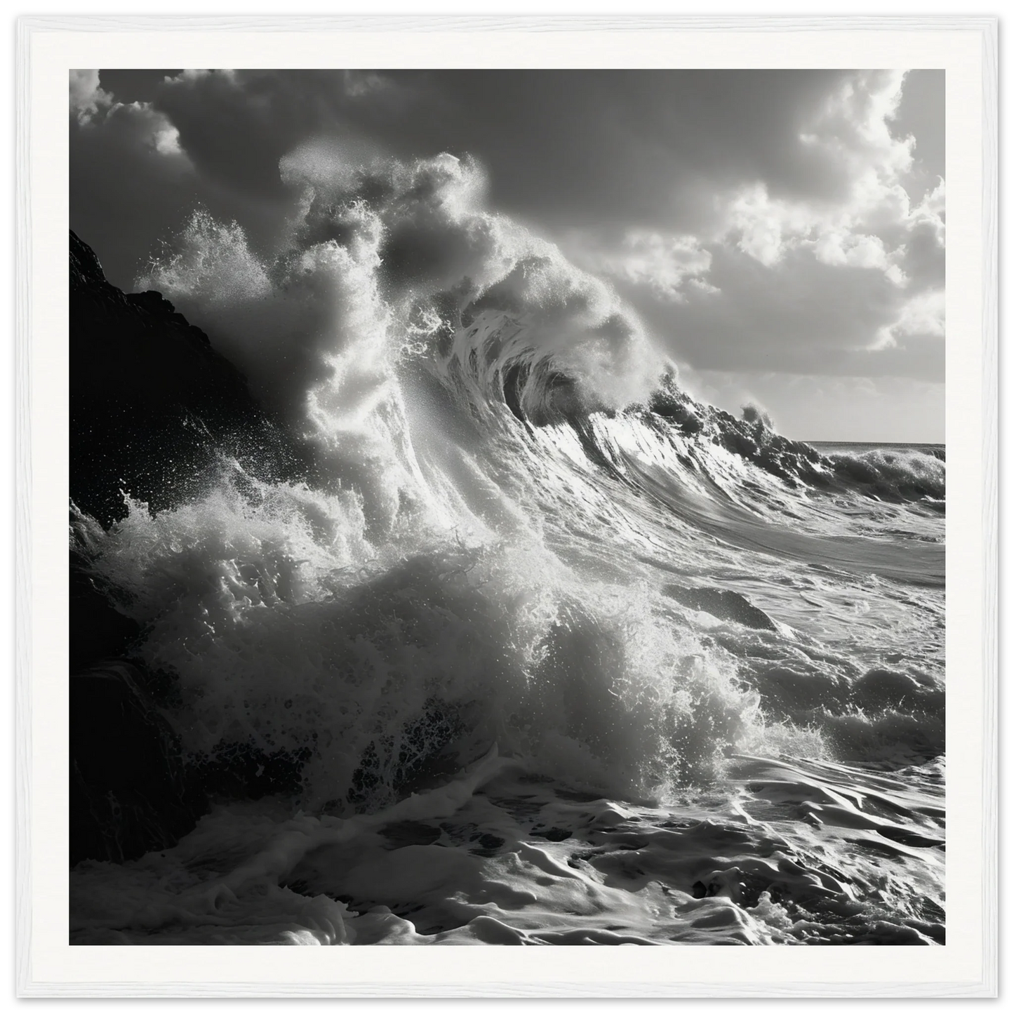 Dramatic ocean wave crashing, perfect for Sublime Crest Odyssey framed wall art