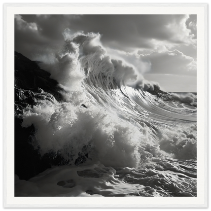 Dramatic ocean wave crashes under storm clouds in Tempestuous Dance Tribute art