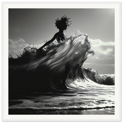 Silhouetted figure rises from crashing wave in Waves of Fusion special edition art™