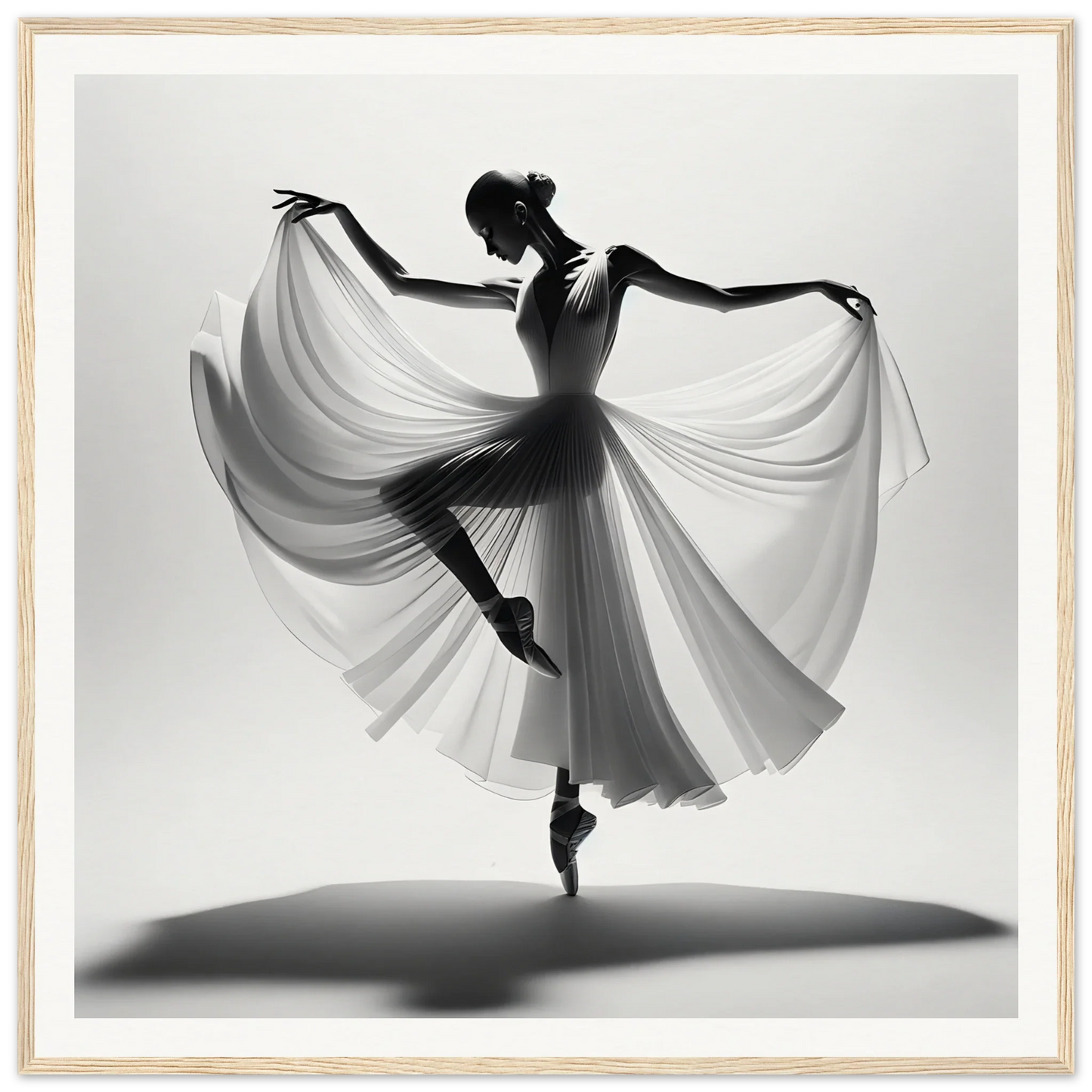 Ballerina Ethereal Dance showcasing a dancer en pointe with wing-like fabric flow