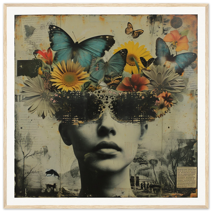 Artistic portrait of butterflies and flowers from a head, part of Butterfly Dream Visage