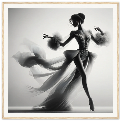 Graceful dancer silhouette in flowing fabric from Dancing Lightstreams Afloat art print