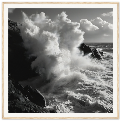 Powerful ocean waves crashing on cliffs in Eternal Splash Ecstasy art print