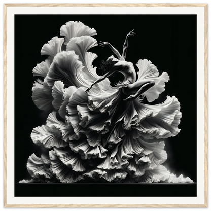 Delicate ruffled petals of a black and white carnation in Ethereal Motion Reverie