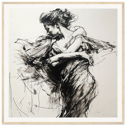 Expressive black and white sketch in dynamic motion for Festive Harmonic Meditations art