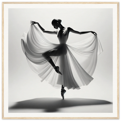 Graceful ballet dancer en pointe in white dress for Graceful Ballet Silence framed poster