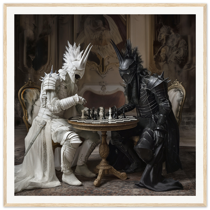 Two intricately dressed figures playing chess in Iron Clash Atlas special edition art™