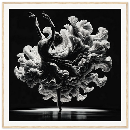 Dancer in white fabric creates floral silhouette for Kinetic Elegance Reverie art