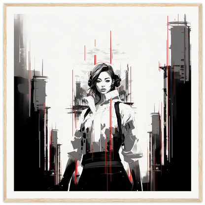 Stylized black and white art of urban fashion for Mono City Electric special edition