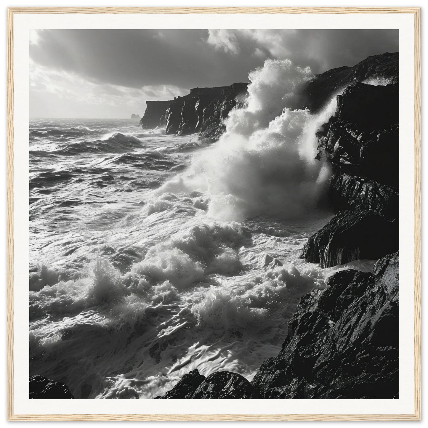 Powerful ocean waves clash with cliffs in Ocean’s Ferocious Waltz special edition art™