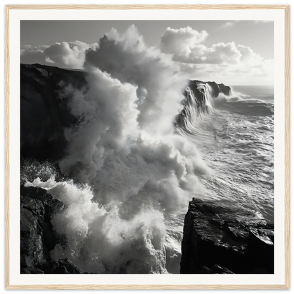 Powerful ocean waves crash against cliffs in Ocean’s Mighty Whisper special edition art™