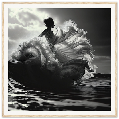 Silhouetted figure in flowing white fabric from Swirling Euphoria Dance wave art