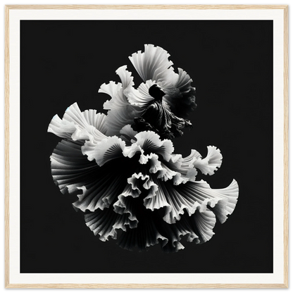 Delicate ruffled coral art in black and white from Swirling Euphoria Unbound special edition