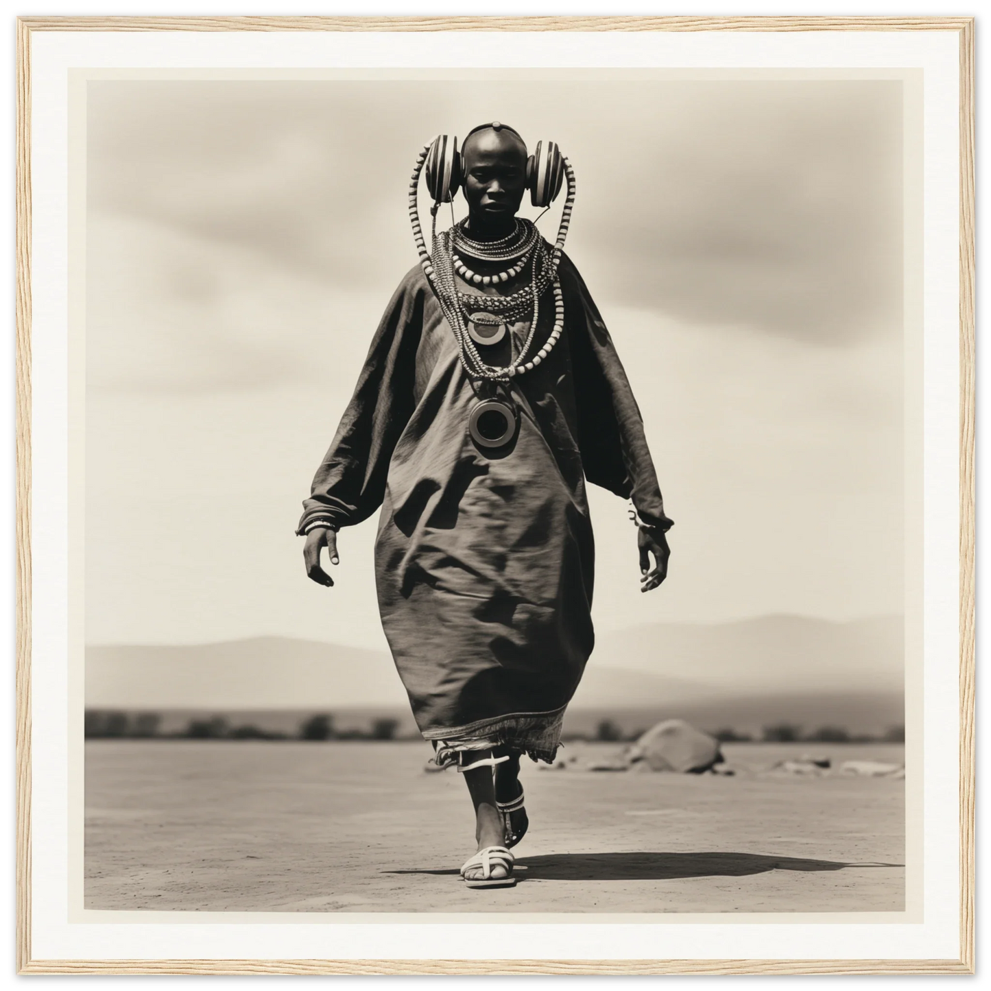 Person in Maasai dress with beaded jewelry, perfect for Timeless Tribal Steps art