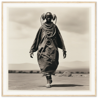 Person in Maasai dress with beaded jewelry, perfect for Timeless Tribal Steps art