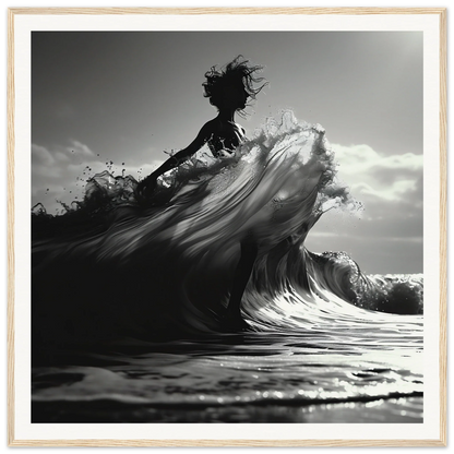 Silhouetted figure emerging from crashing wave in Waves of Fusion special edition art™