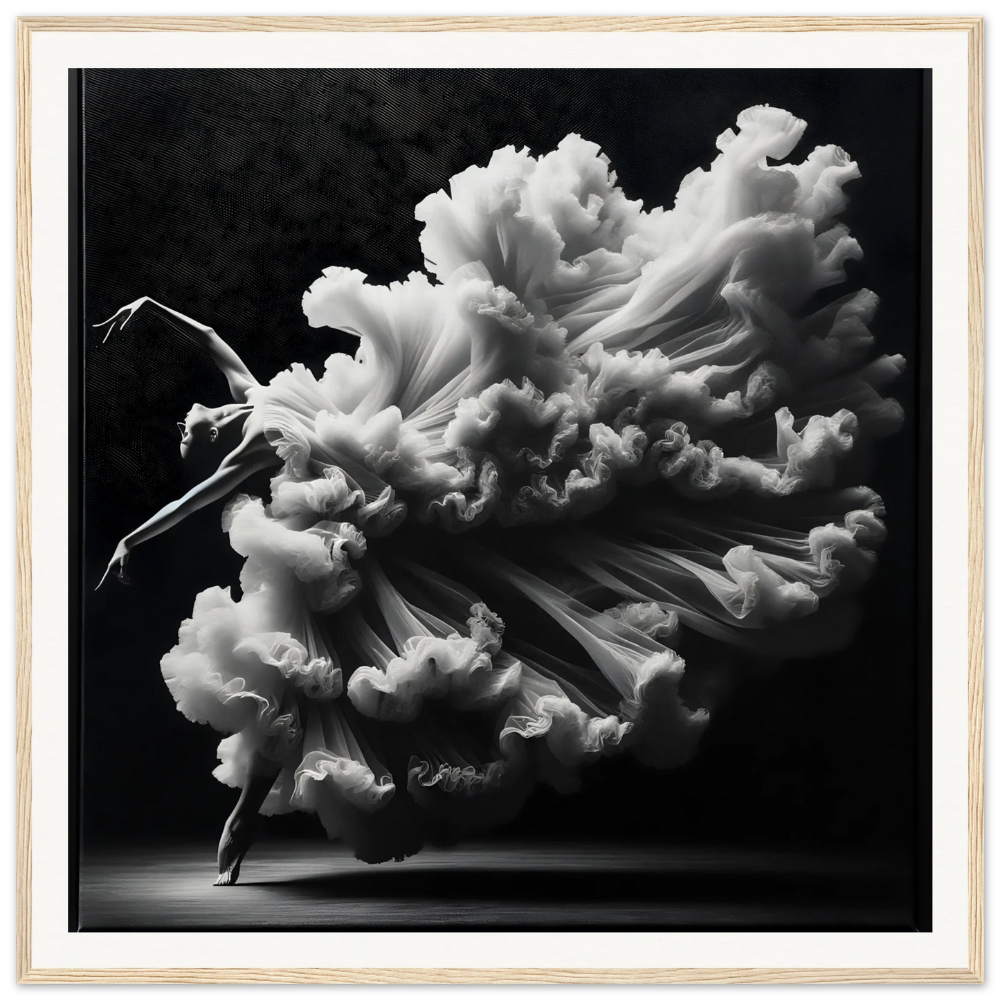 Graceful dancer in white fabric, part of Whirling Mystic Revelry framed posters