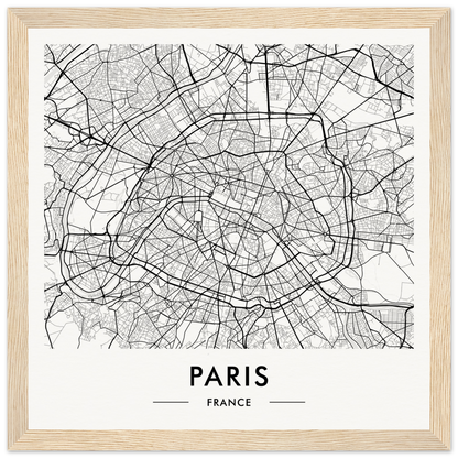 Map of Paris, France showing its intricate street network and urban layout.