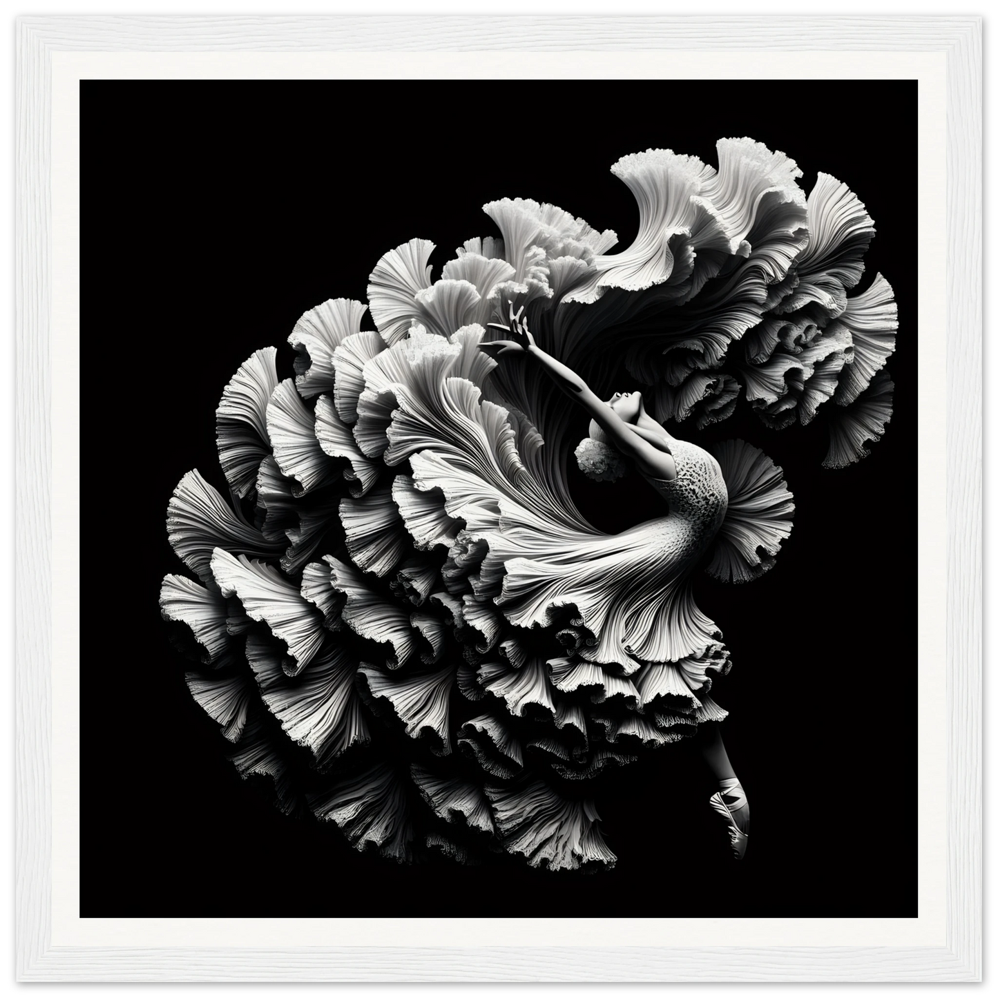 Black and white carnation flower art in Alchemy in Motion framed posters, special edition art™