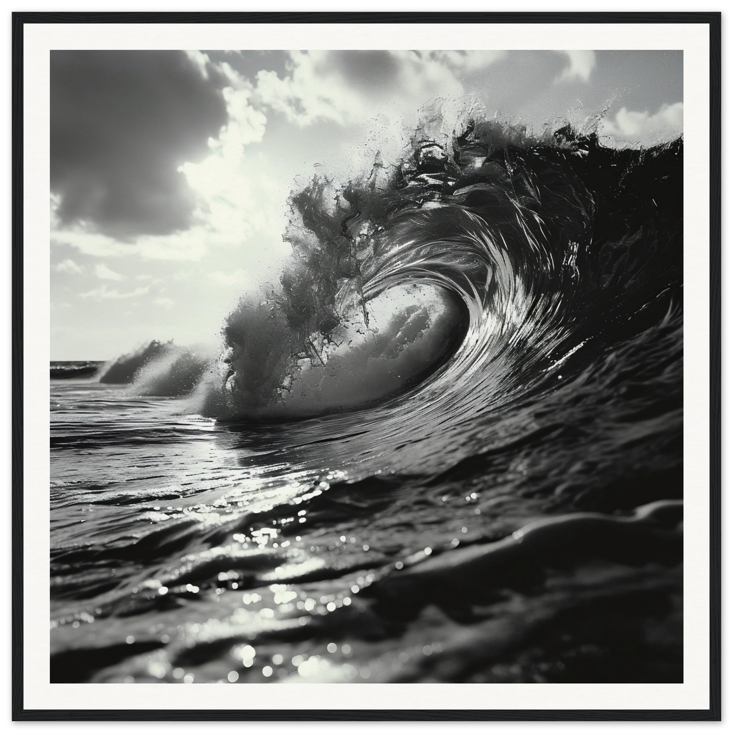 Powerful ocean wave curling into a barrel for Eternal Wave Symphony framed poster