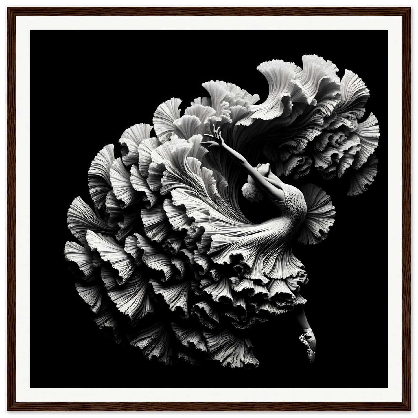 Delicate black and white carnation flower art for special edition art framed posters