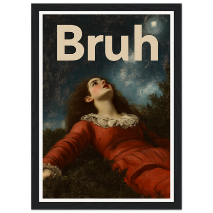 "Bruh Night Bewilderment framed wall art, featuring a whimsical blend of classic elegance and modern style for cool home decor."