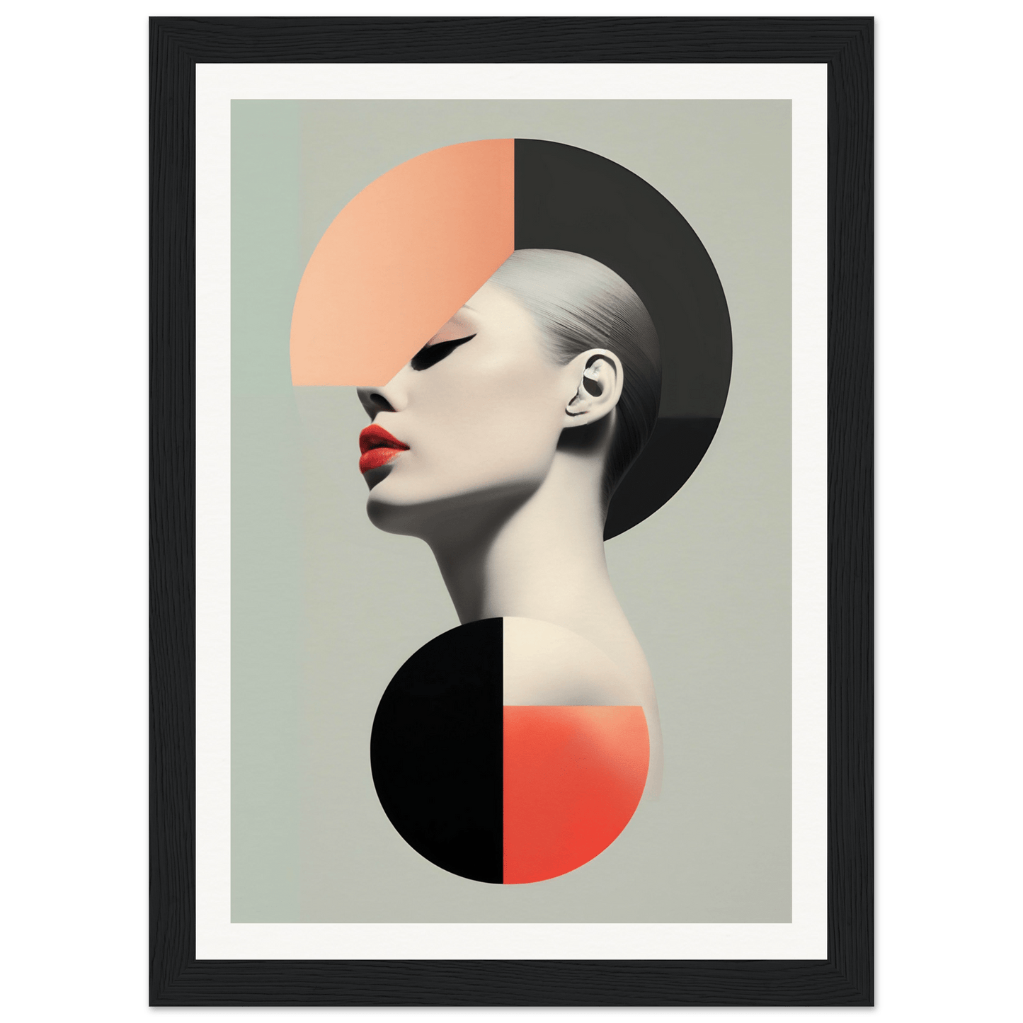 Stylized portrait of a person with geometric shapes and bold color blocks.