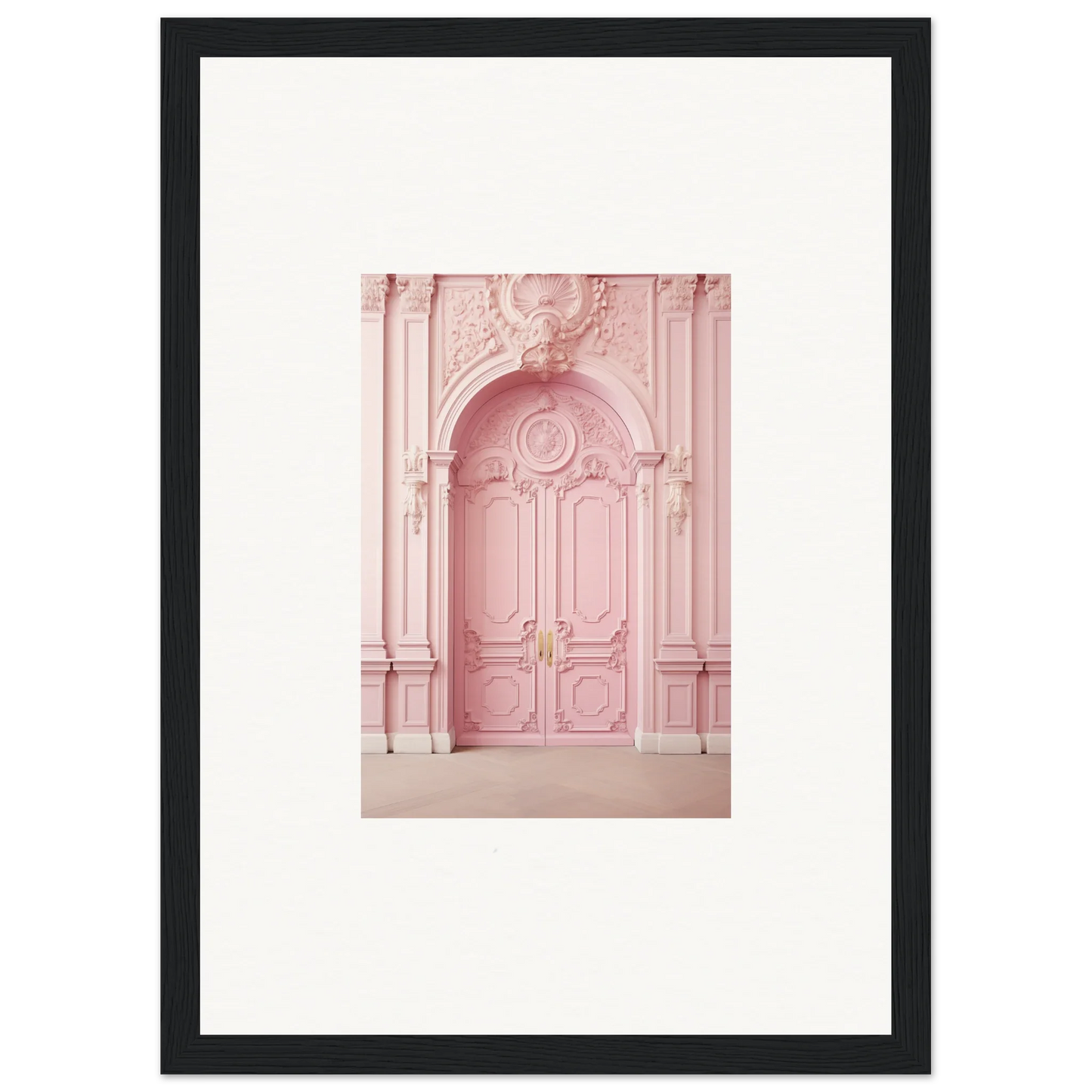 Ornate pink door with carved details from the Blush Merciful Renaissance collection