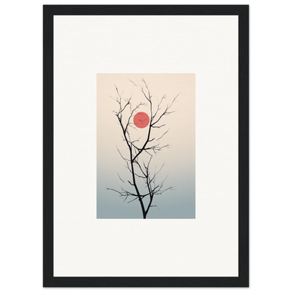 Bare tree branches against a pink sun in Serene Eclipse wall art for cozy room decoration