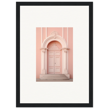 Elegant pink door with classical arch in Petal Whispers Portal special edition art™