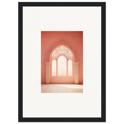 Ornate archway with Moorish carvings in coral pink for Versaille Sunset Reimagined art