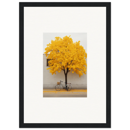 Yellow-leaved tree and bicycle under Lemonade Gaze Reverie framed wall art