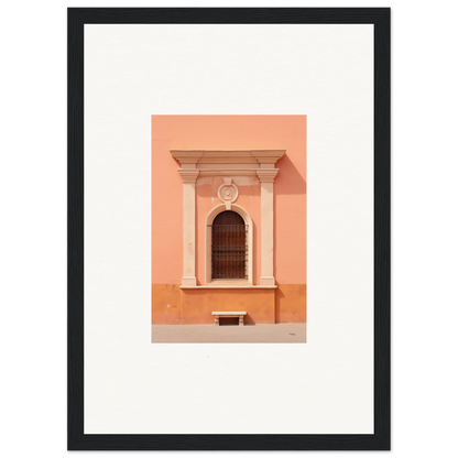 Ornate arched window art on peach wall, part of Silent Sunset Oblique special edition art™