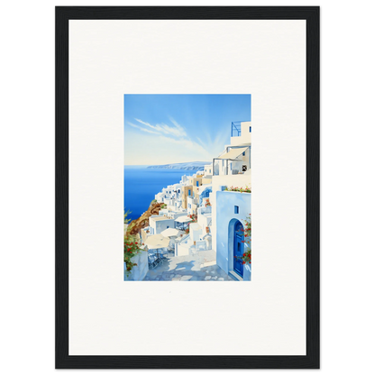 Framed photo of Santorini’s white buildings in Mediterranean Serenity Remastered