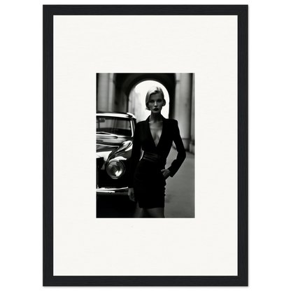 Black and white fashion photo in a frame from Interstellar Noir Illuminations